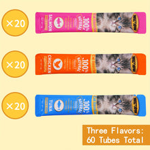 60 Tubes Cat Treats Cat Snacks, Grain-Free, Creamy Puree with Chicken, Salmon, and Tuna Variety Pack